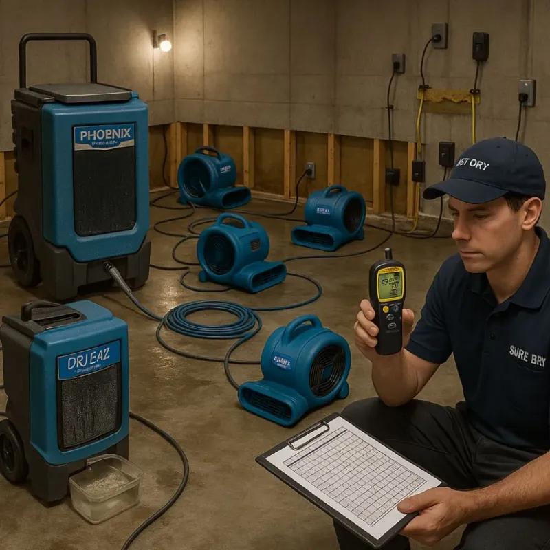 Structural Drying and Dehumidification process in Hilmar-Irwin, CA